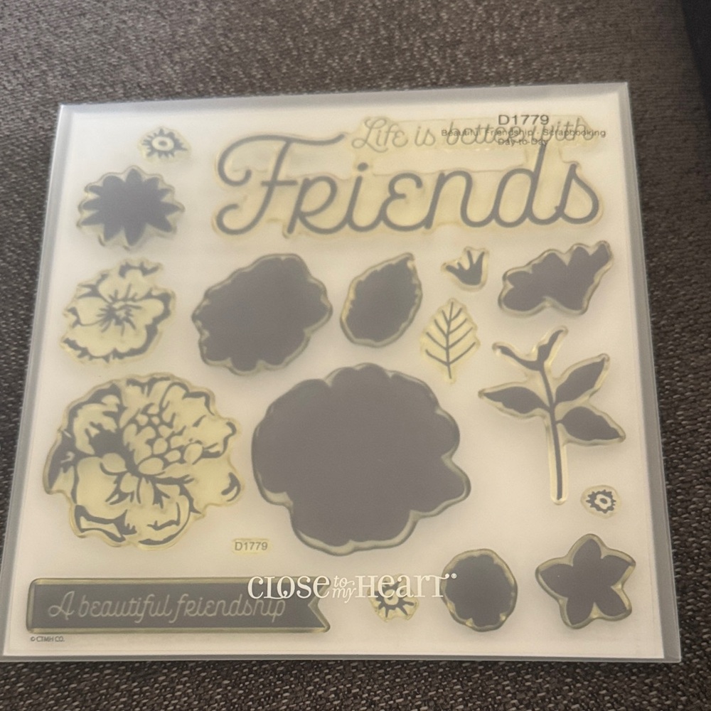 Close to My Heart Friends Design Stamps - Gold and Gray